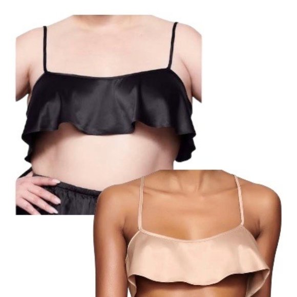 SKIMS Woven Shine Cami Lot of 2 Onyx + Pink Sand Womens 4X - Picture 1 of 16